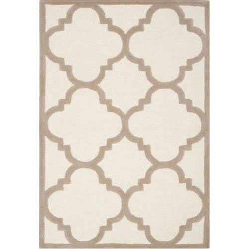 Ivory Beige Hand-Tufted Wool Rectangular Area Rug 4' x 6'