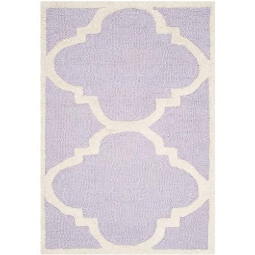 Hand-Tufted Lavender & Ivory Wool Round Accent Rug, 30 in