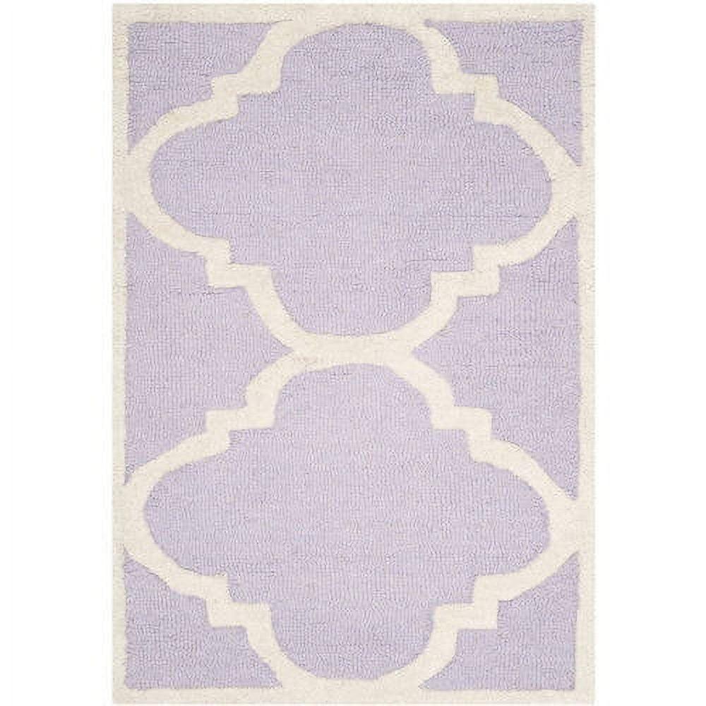 Hand-Tufted Lavender & Ivory Wool Round Accent Rug, 30 in