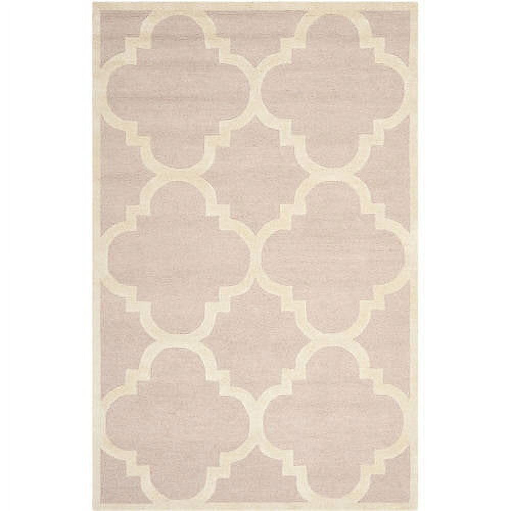 SAFAVIEH Cambridge Justine Geometric Quatrefoil Wool Area Rug, Light Pink/Ivory, 5' x 8'