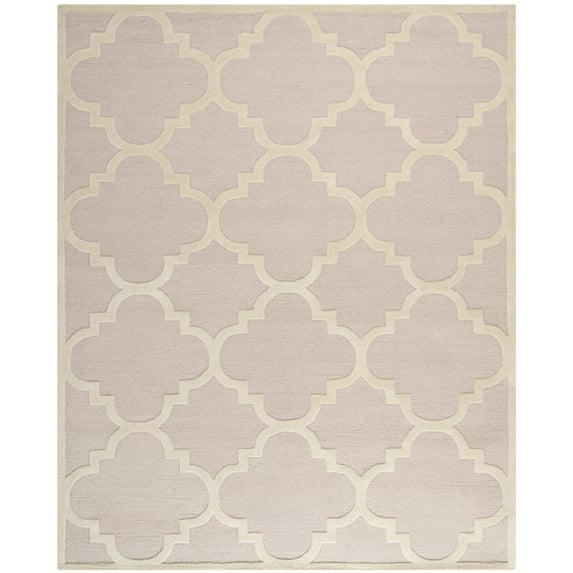 SAFAVIEH Cambridge Justine Geometric Quatrefoil Wool Area Rug, Light Pink/Ivory, 9' x 12'