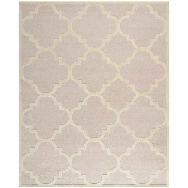 SAFAVIEH Cambridge Justine Geometric Quatrefoil Wool Area Rug, Light Pink/Ivory, 9' x 12'