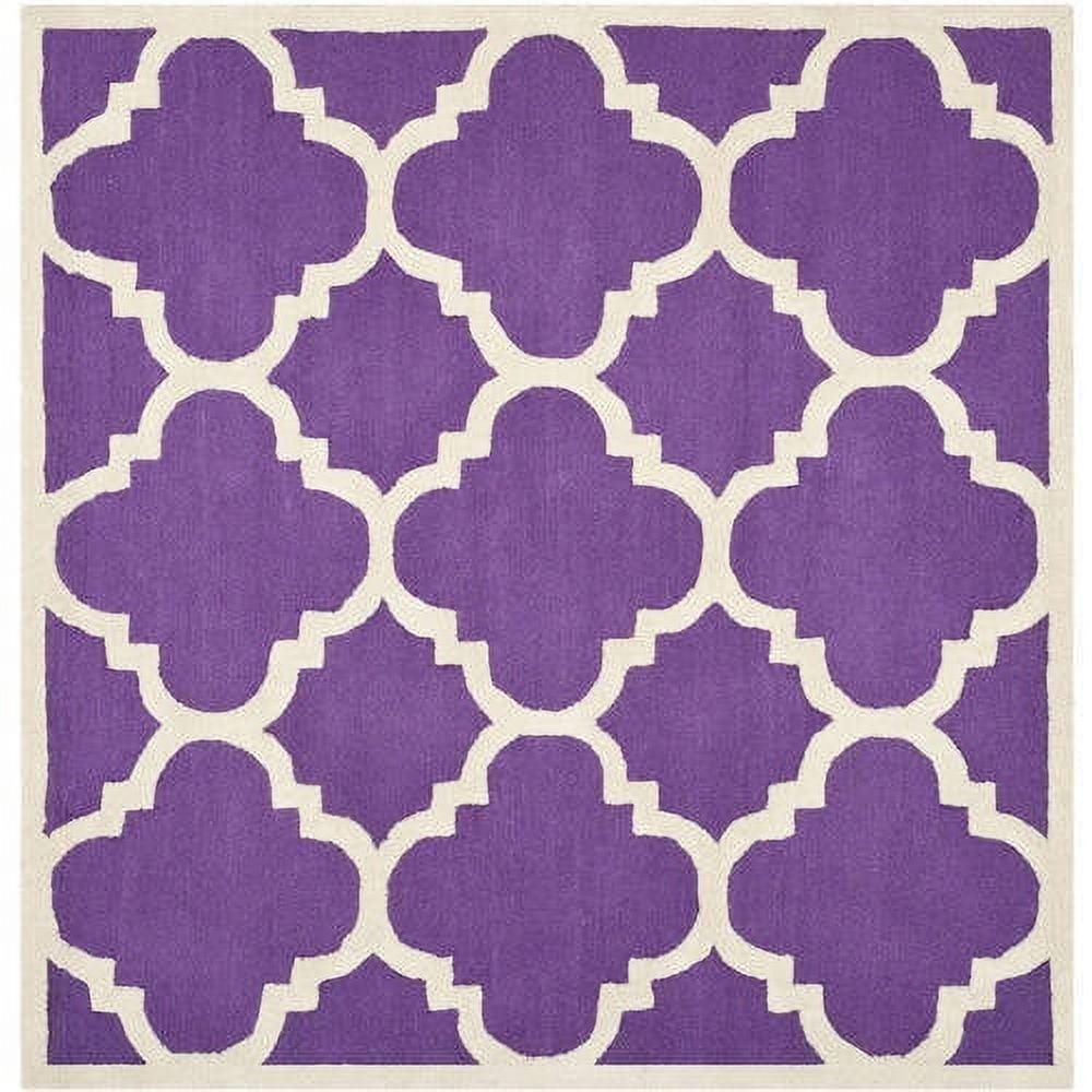 SAFAVIEH Cambridge Justine Geometric Quatrefoil Wool Area Rug, Purple/Ivory, 3' x 5'