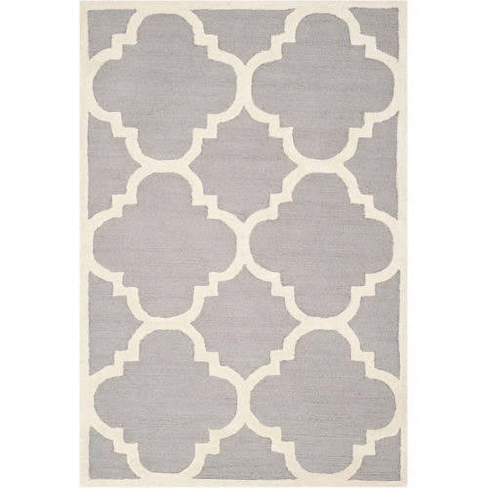 SAFAVIEH Cambridge Justine Geometric Quatrefoil Wool Area Rug, Silver/Ivory, 4' x 4' Square