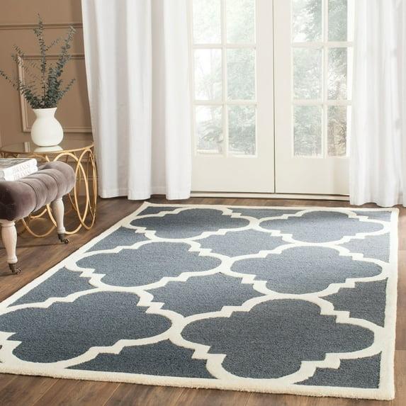 SAFAVIEH Cambridge Justine Geometric Wool Area Rug, Dark Grey/Ivory, 9' x 12'
