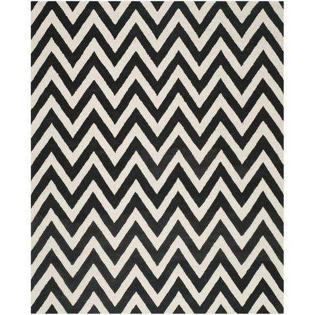 SAFAVIEH Cambridge Kaitlyn Zig Zag Stripes Wool Area Rug, Black/Ivory, 8' x 10'