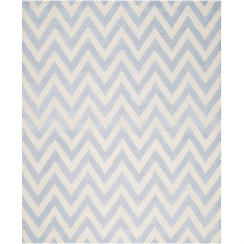 Light Blue and Ivory Hand-Tufted Wool 4' x 6' Rug