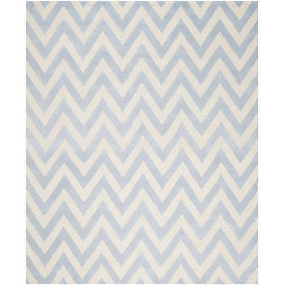 Light Blue and Ivory Hand-Tufted Wool Area Rug