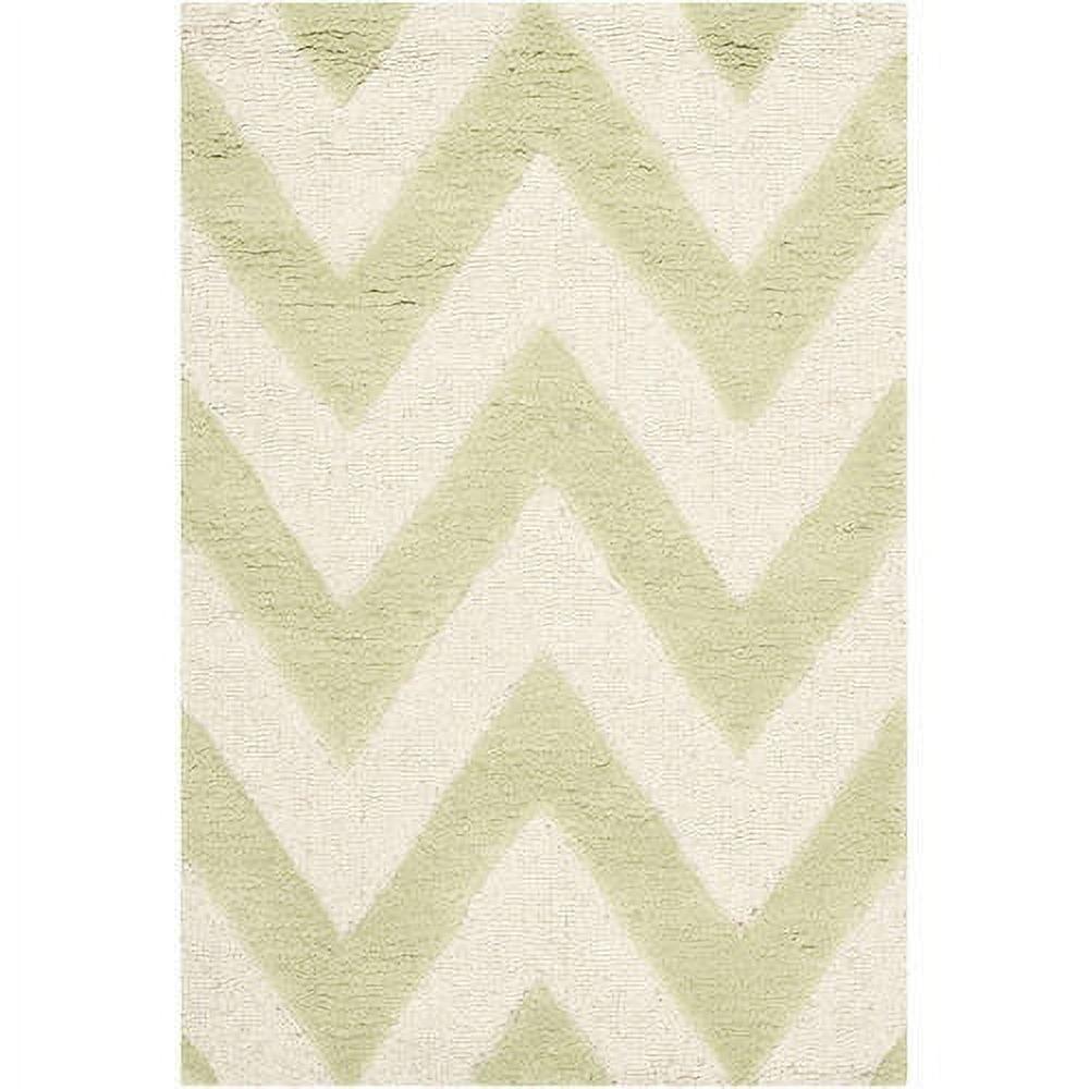 SAFAVIEH Cambridge Kaitlyn Zig Zag Stripes Wool Area Rug, Light Green/Ivory, 2'6" x 4'