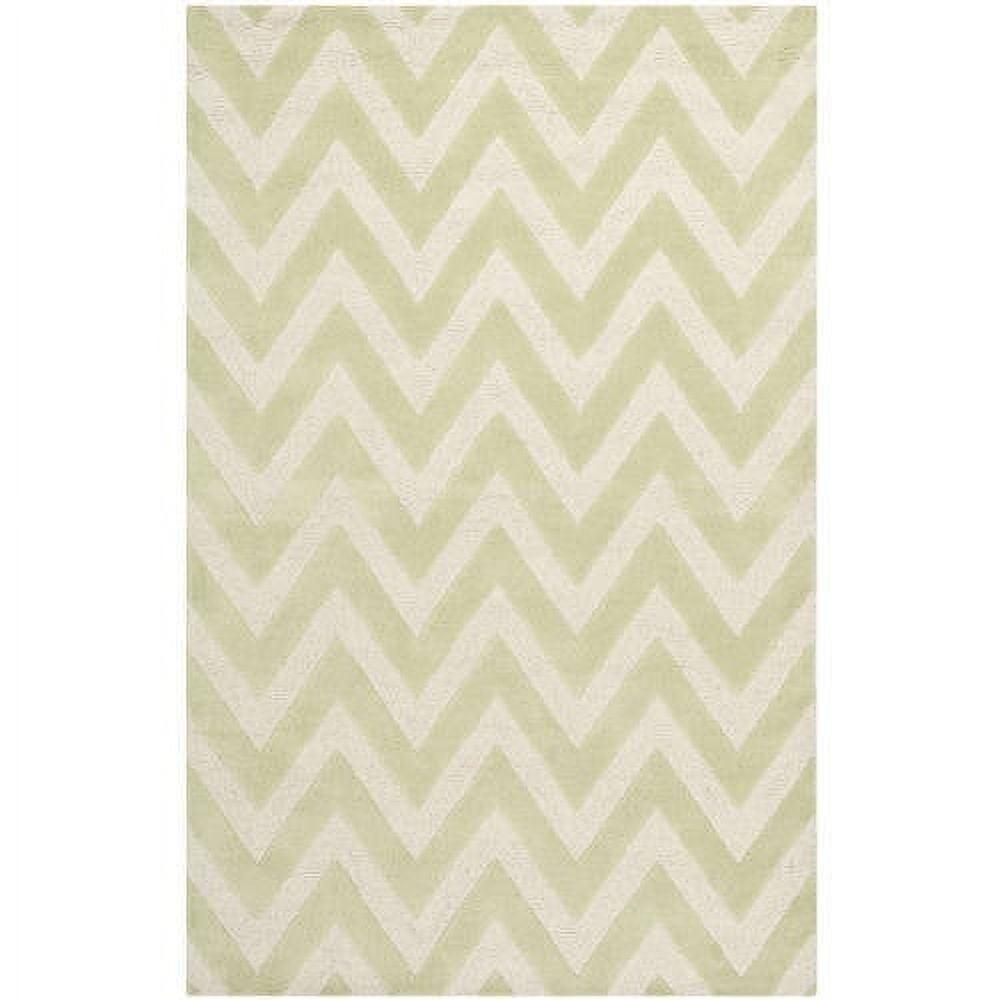 SAFAVIEH Cambridge Kaitlyn Zig Zag Stripes Wool Area Rug, Light Green/Ivory, 6' x 9'