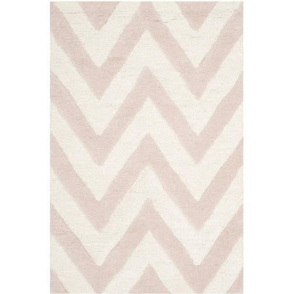 Light Pink and Ivory Hand-Tufted Wool Area Rug