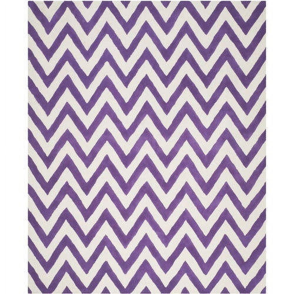 SAFAVIEH Cambridge Kaitlyn Zig Zag Stripes Wool Area Rug, Purple/Ivory, 8' x 10'