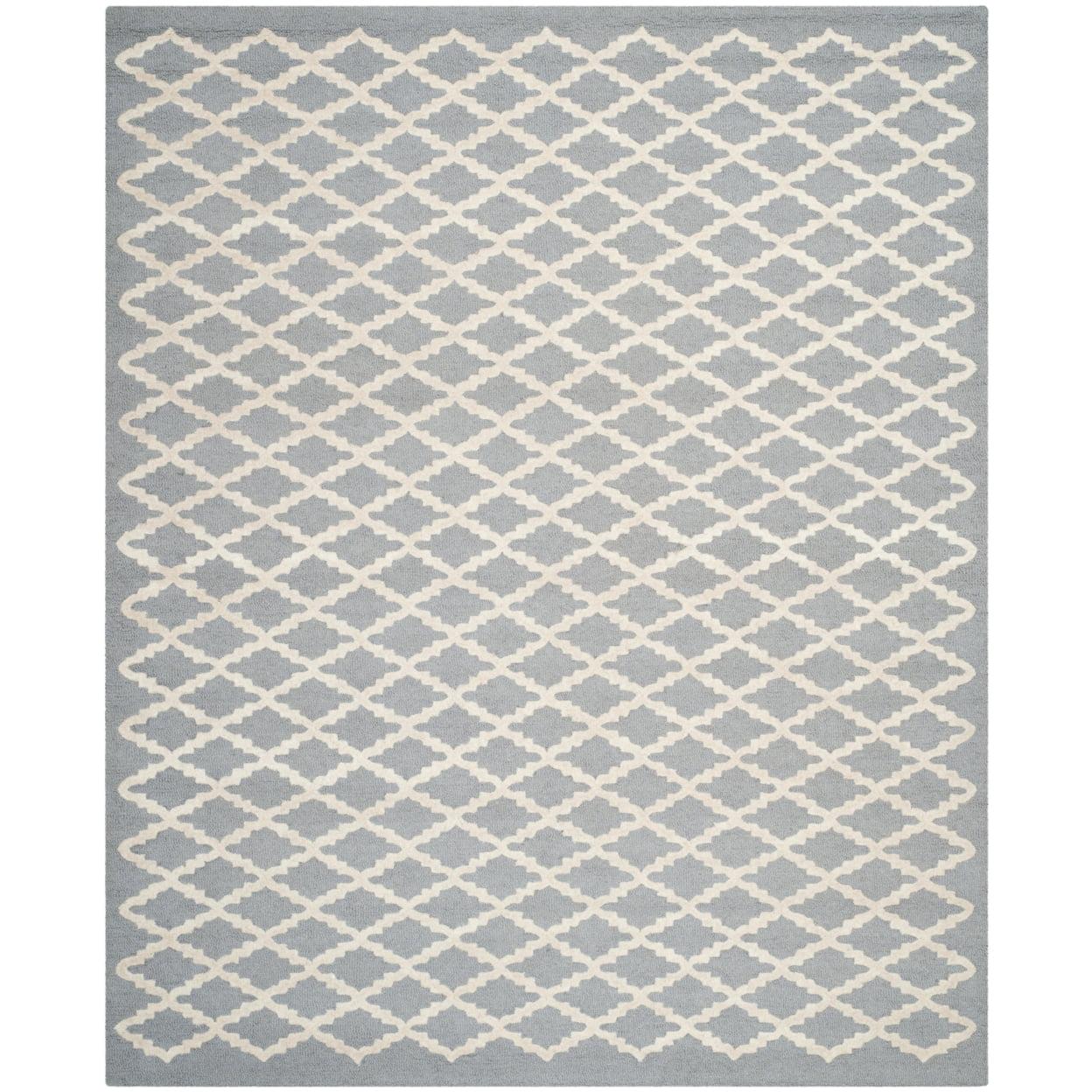 SAFAVIEH Cambridge Karen Geometric Wool Area Rug, Silver/Ivory, 4' x 6'