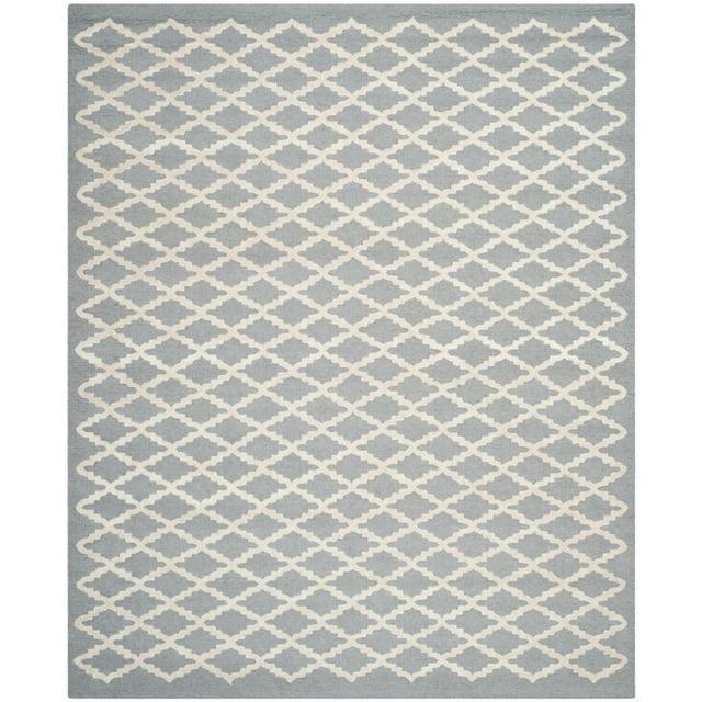 SAFAVIEH Cambridge Karen Geometric Wool Area Rug, Silver/Ivory, 4' x 6'