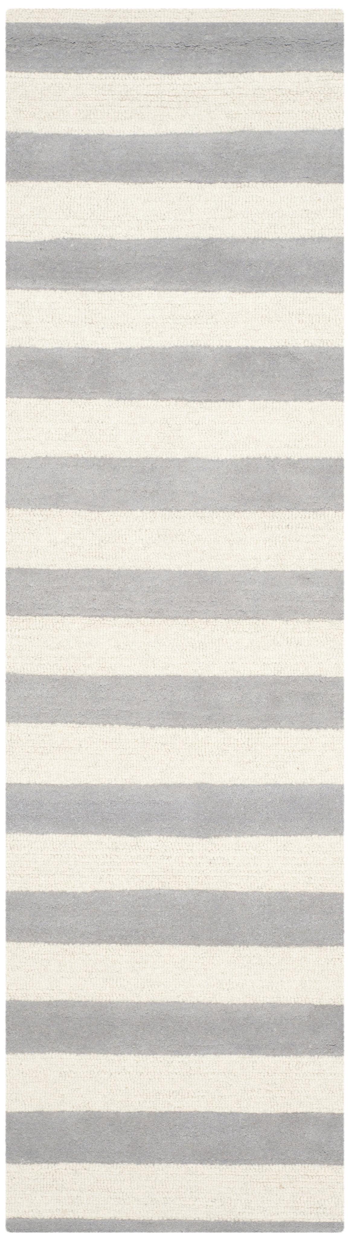 SAFAVIEH Cambridge Keaton Striped Wool Runner Rug, Grey/Ivory, 2'6" x 6'