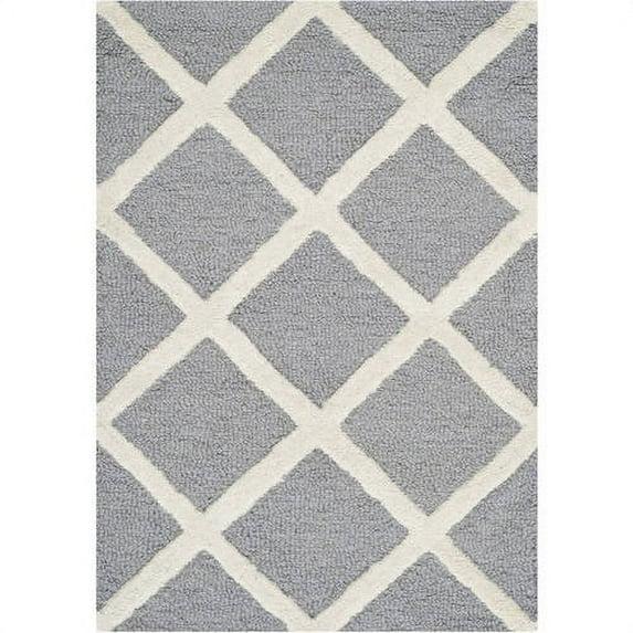 SAFAVIEH Cambridge Kenneth Geometric Diamonds Wool Area Rug, Silver/Ivory, 2' x 3'