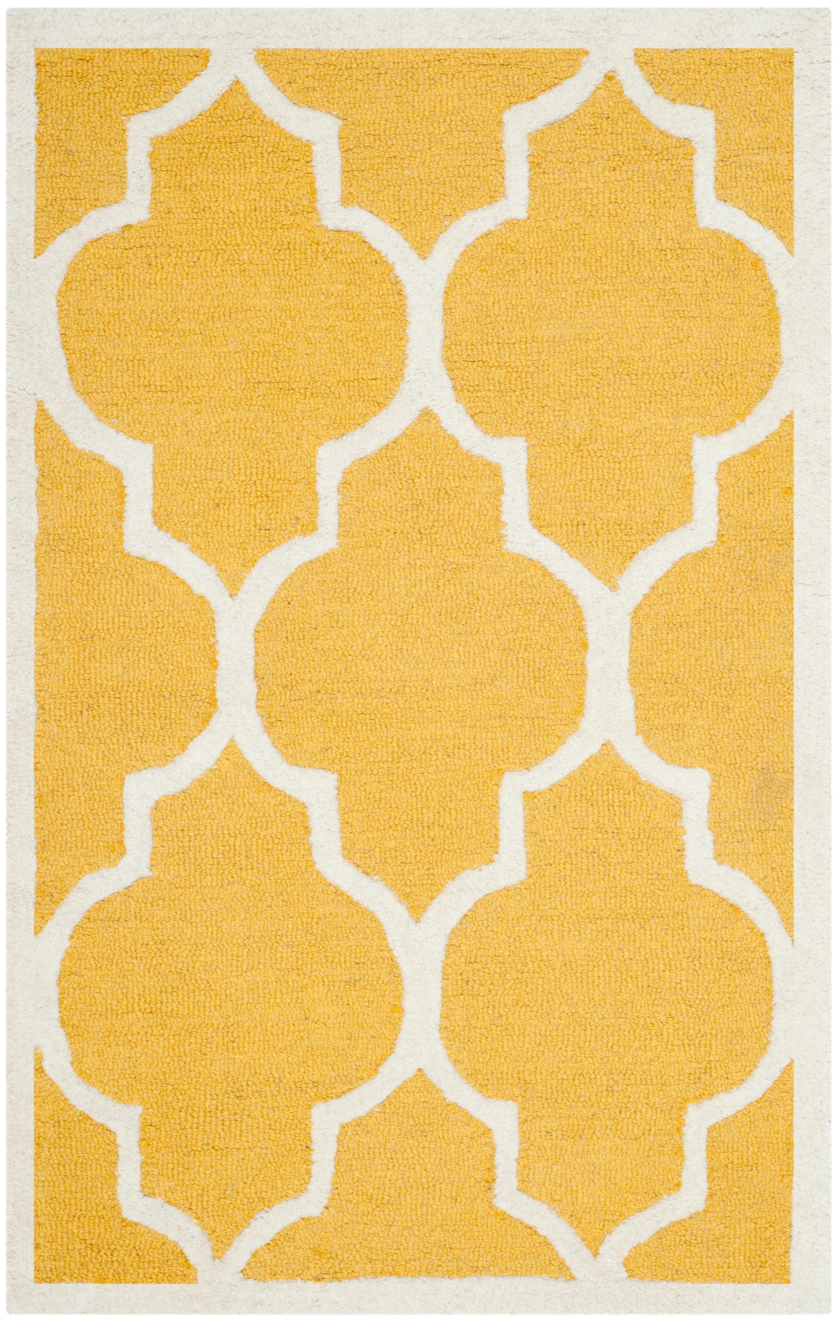 SAFAVIEH Cambridge Kevin Geometric Wool Area Rug, Gold/Ivory, 2' x 3'