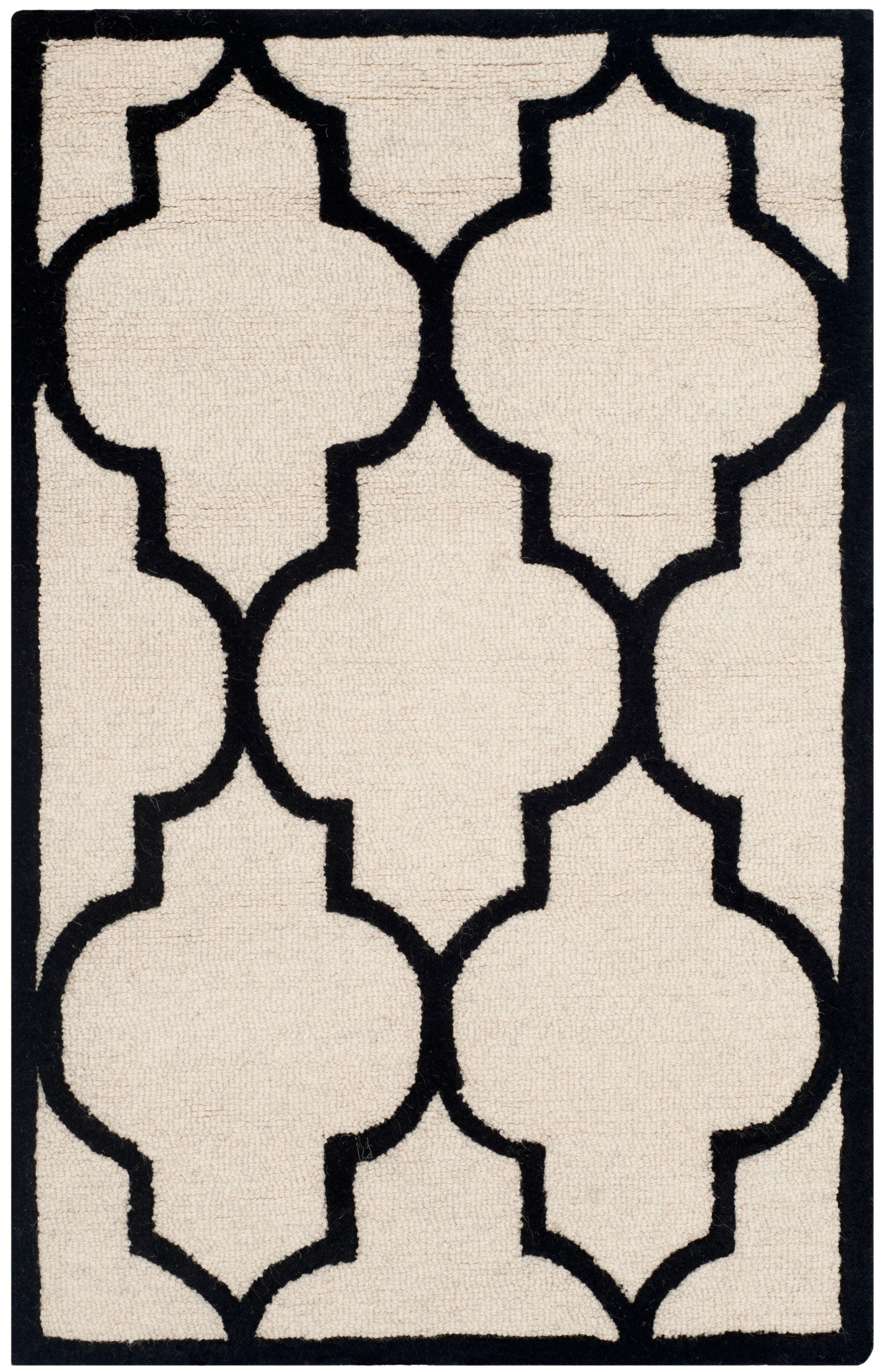 SAFAVIEH Cambridge Kevin Geometric Wool Area Rug, Ivory/Black, 2' x 3'