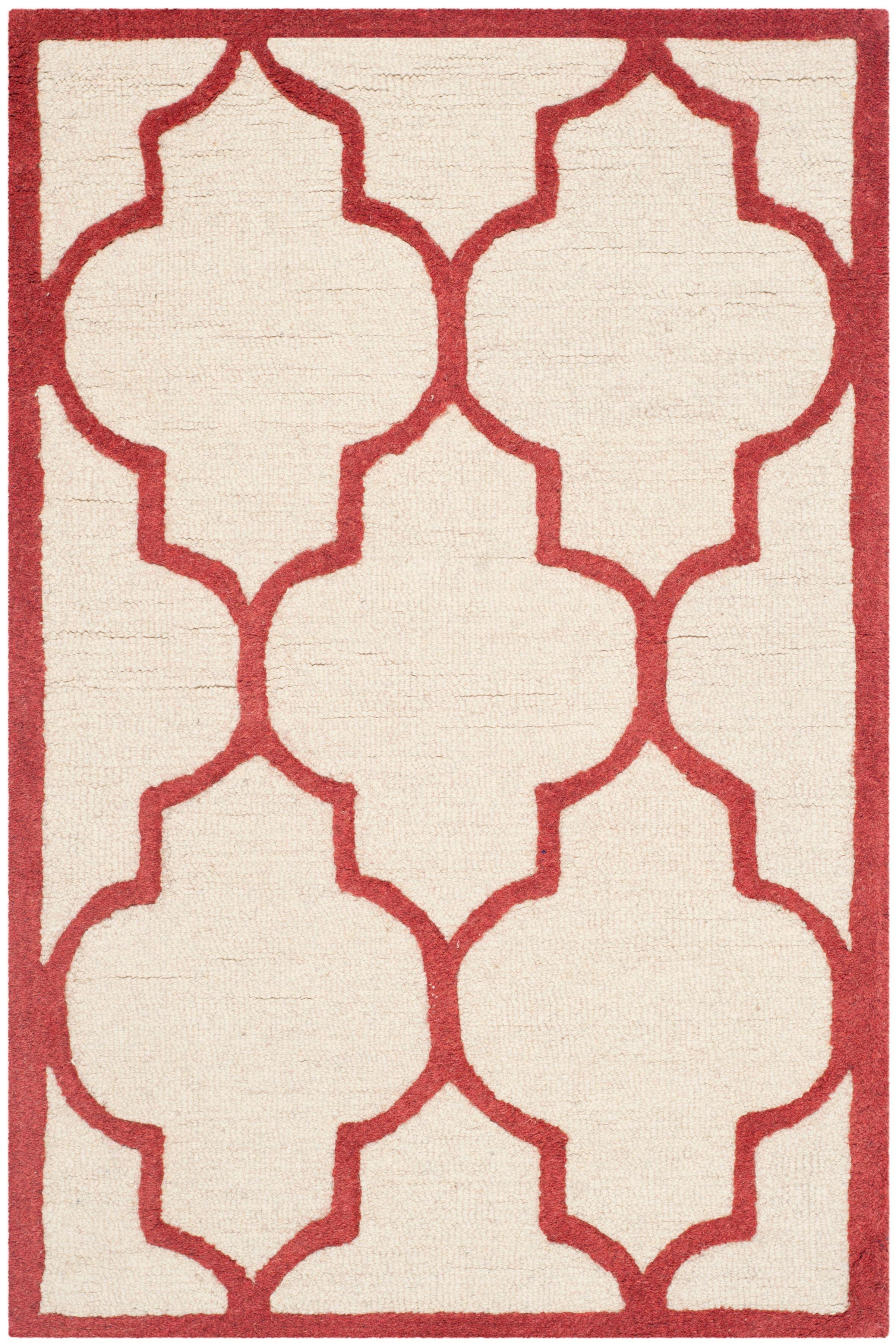 SAFAVIEH Cambridge Kevin Geometric Wool Area Rug, Ivory/Rust, 3' x 5'