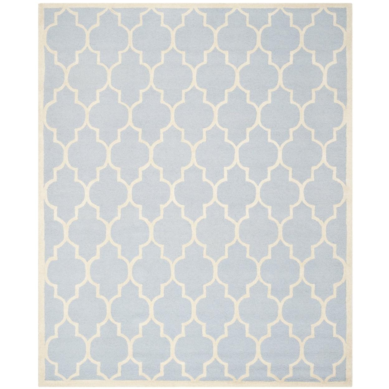 SAFAVIEH Cambridge Kevin Geometric Wool Area Rug, Light Blue/Ivory, 6' x 6' Square