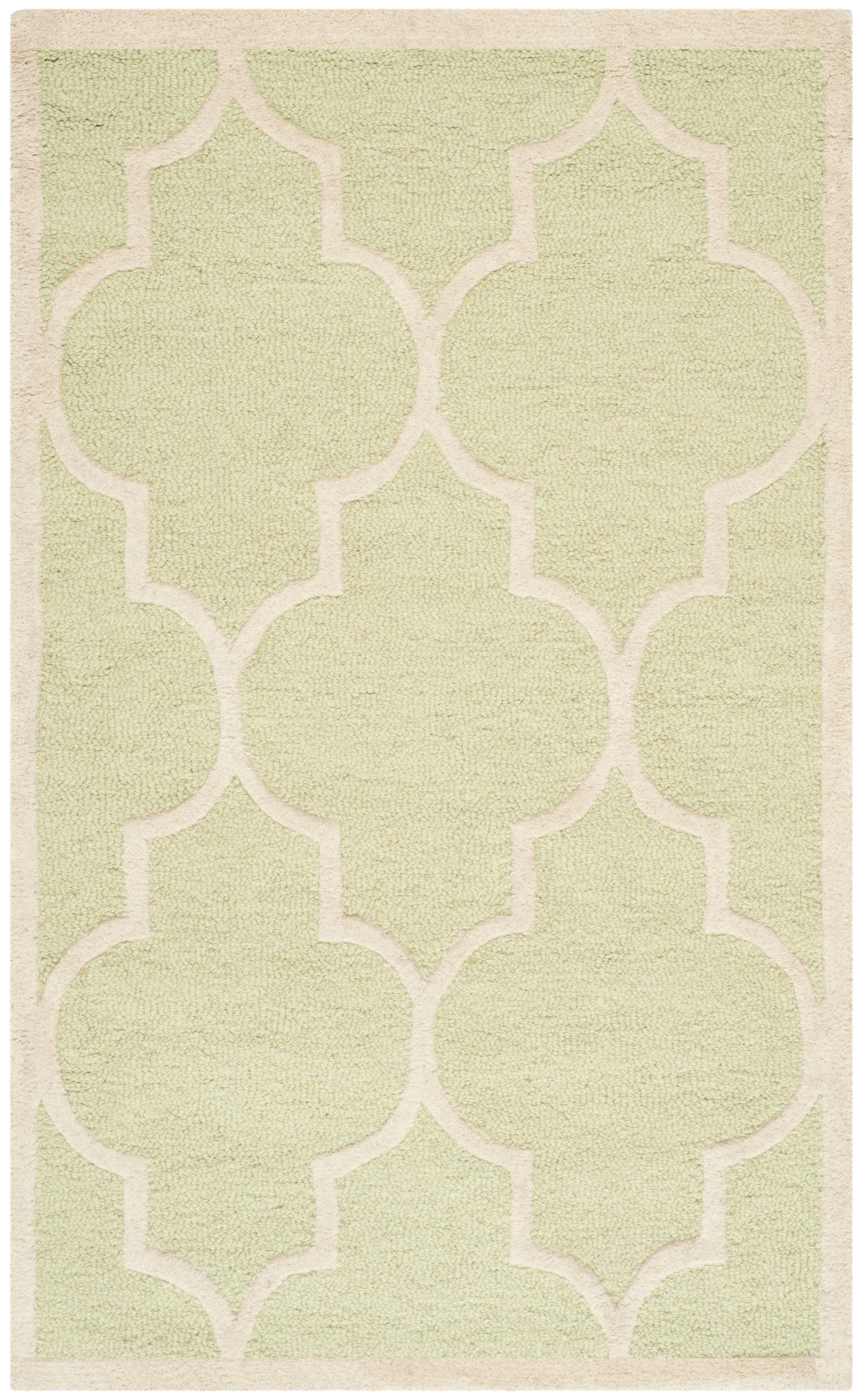 SAFAVIEH Cambridge Kevin Geometric Wool Area Rug, Light Green/Ivory, 3' x 5'