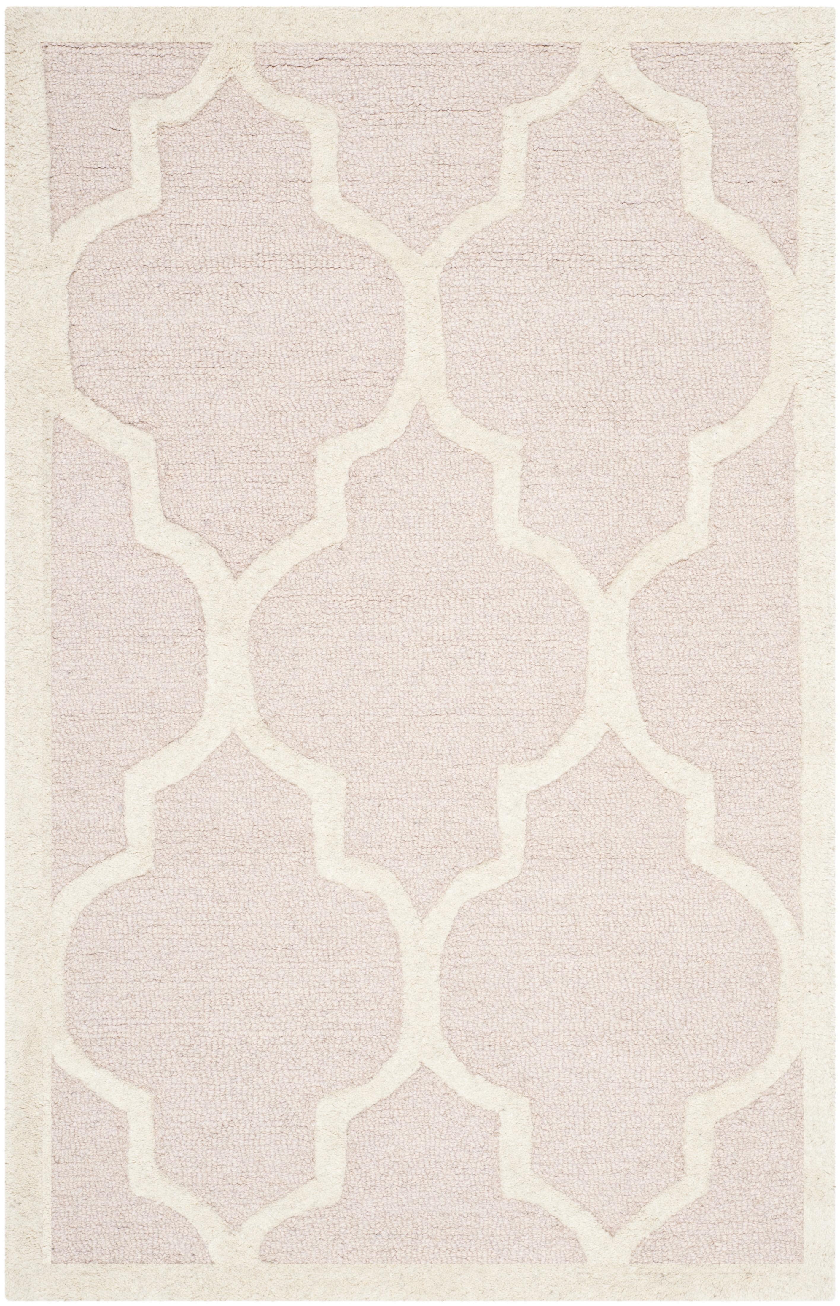 SAFAVIEH Cambridge Kevin Geometric Wool Area Rug, Light Pink/Ivory, 2'6" x 4'