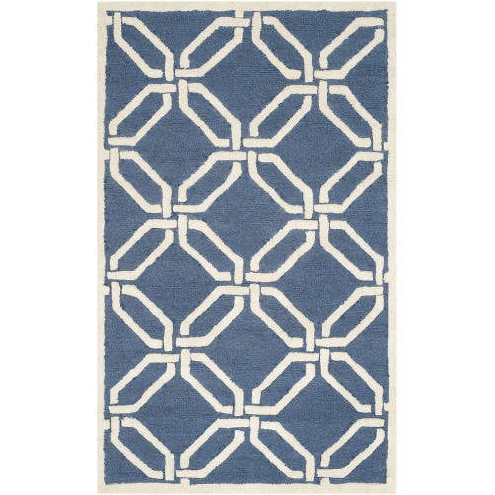 SAFAVIEH Cambridge Kierra Geometric Wool Area Rug, Navy/Ivory, 2' x 3'