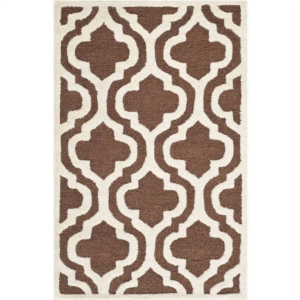 Hand-tufted Elegance Wool Rug 2' x 3' in Dark Brown/Ivory