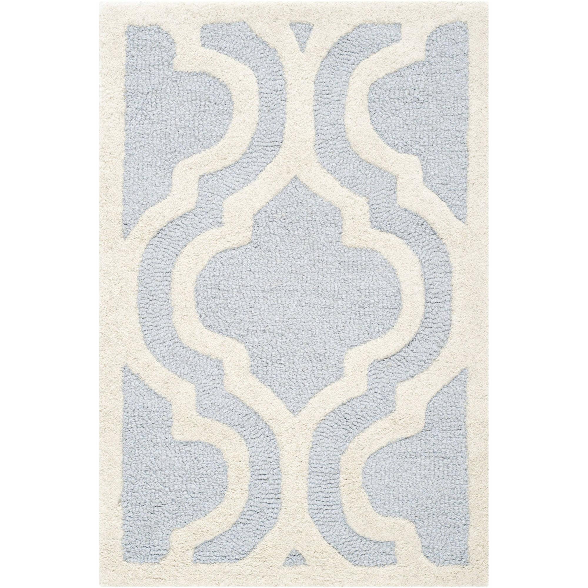 Hand-Tufted Wool Elegance Round Rug in Light Blue/Ivory, 2' x 3'