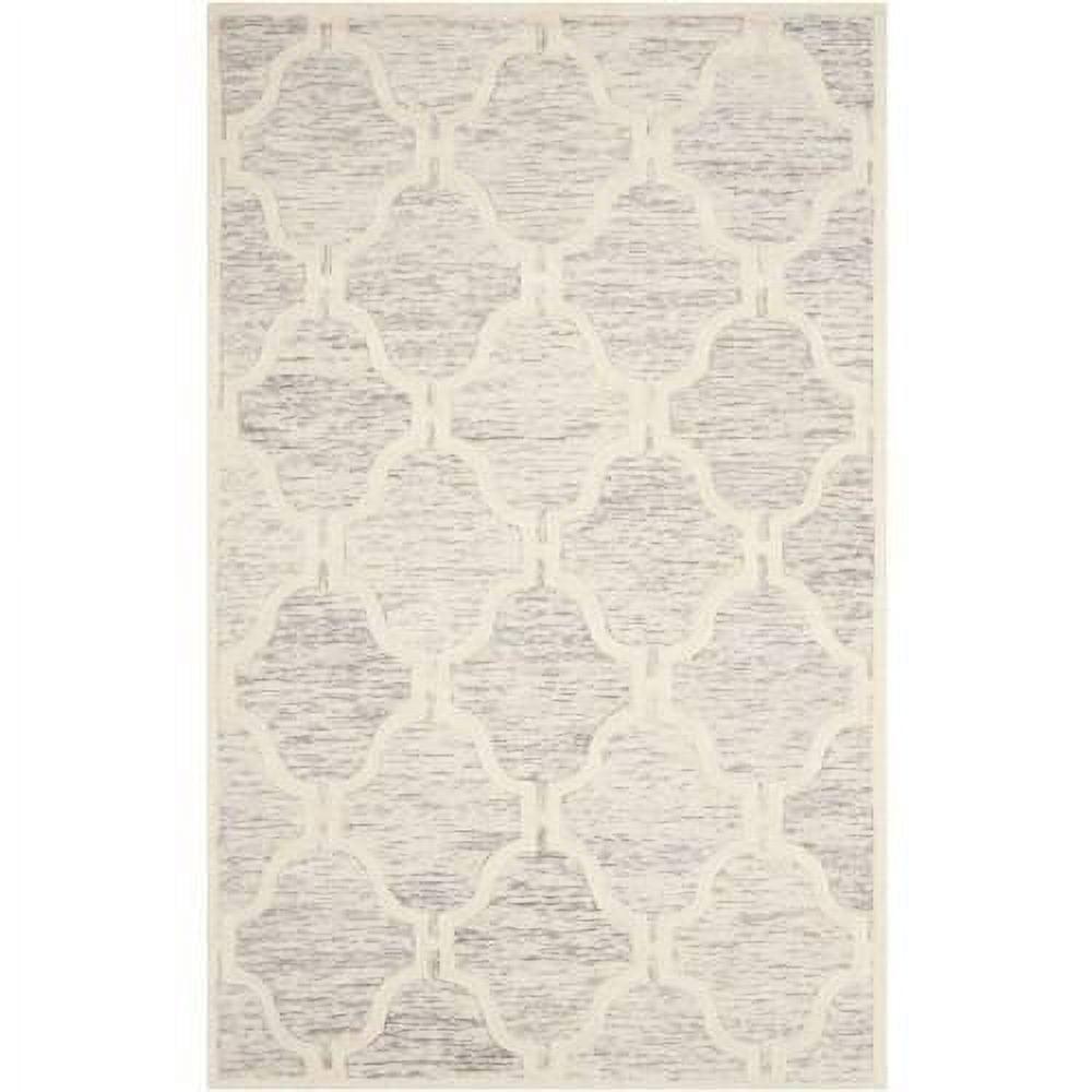 SAFAVIEH Cambridge Kodey Faded Geometric Wool Area Rug, Light Grey/Ivory, 3' x 5'