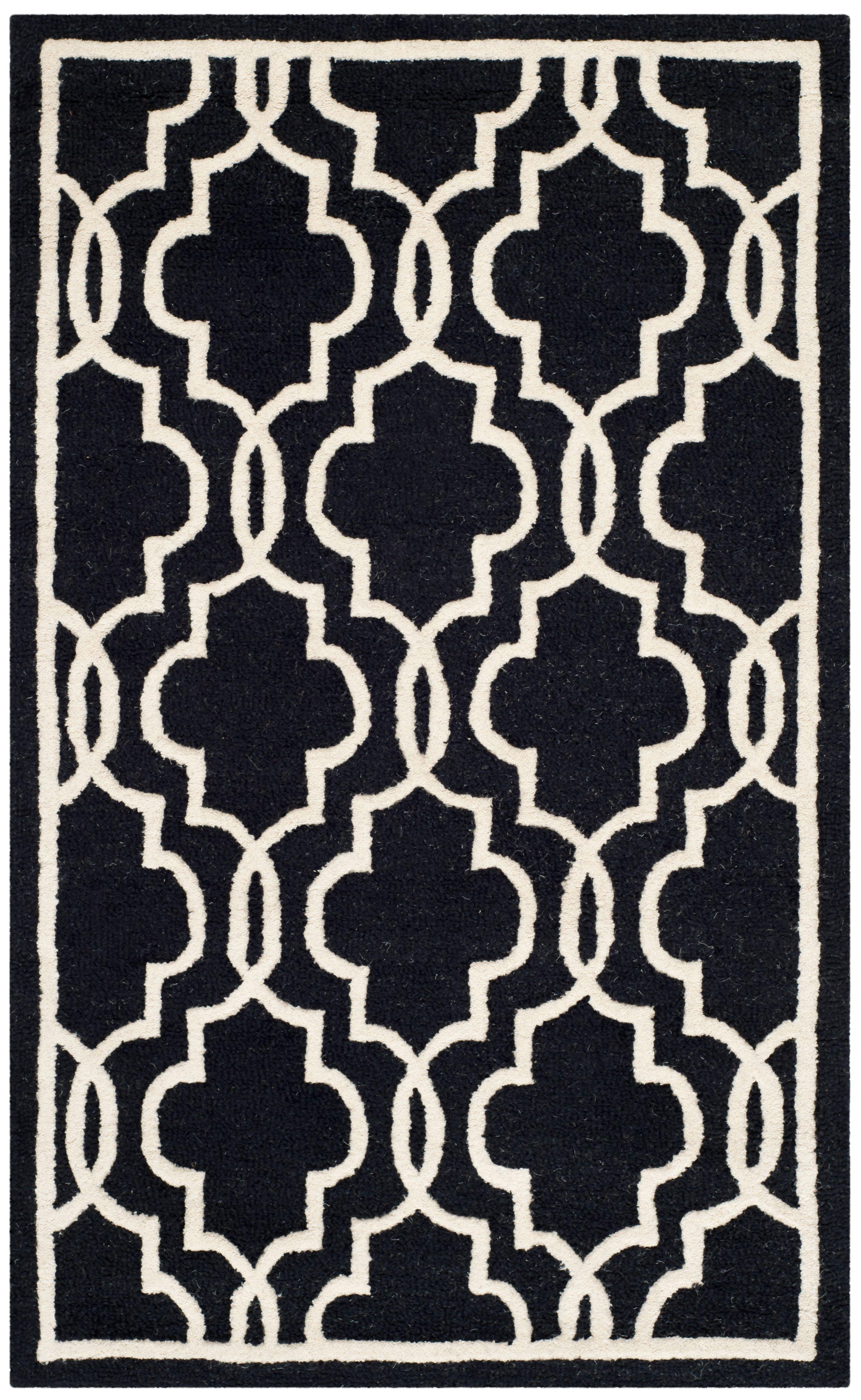 SAFAVIEH Cambridge Kyle Geometric Wool Area Rug, Black/Ivory, 2'6" x 4'