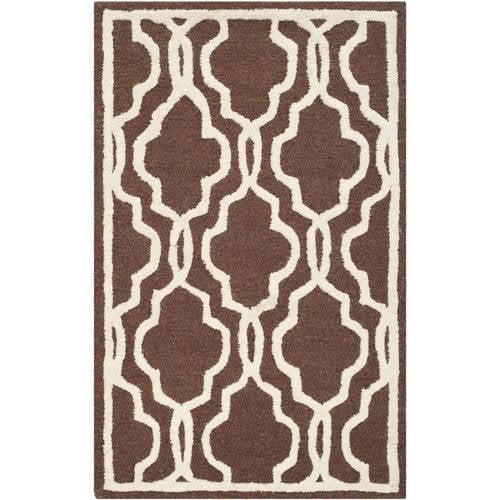 Safavieh Dark Brown and Ivory Hand-Tufted Wool Rug