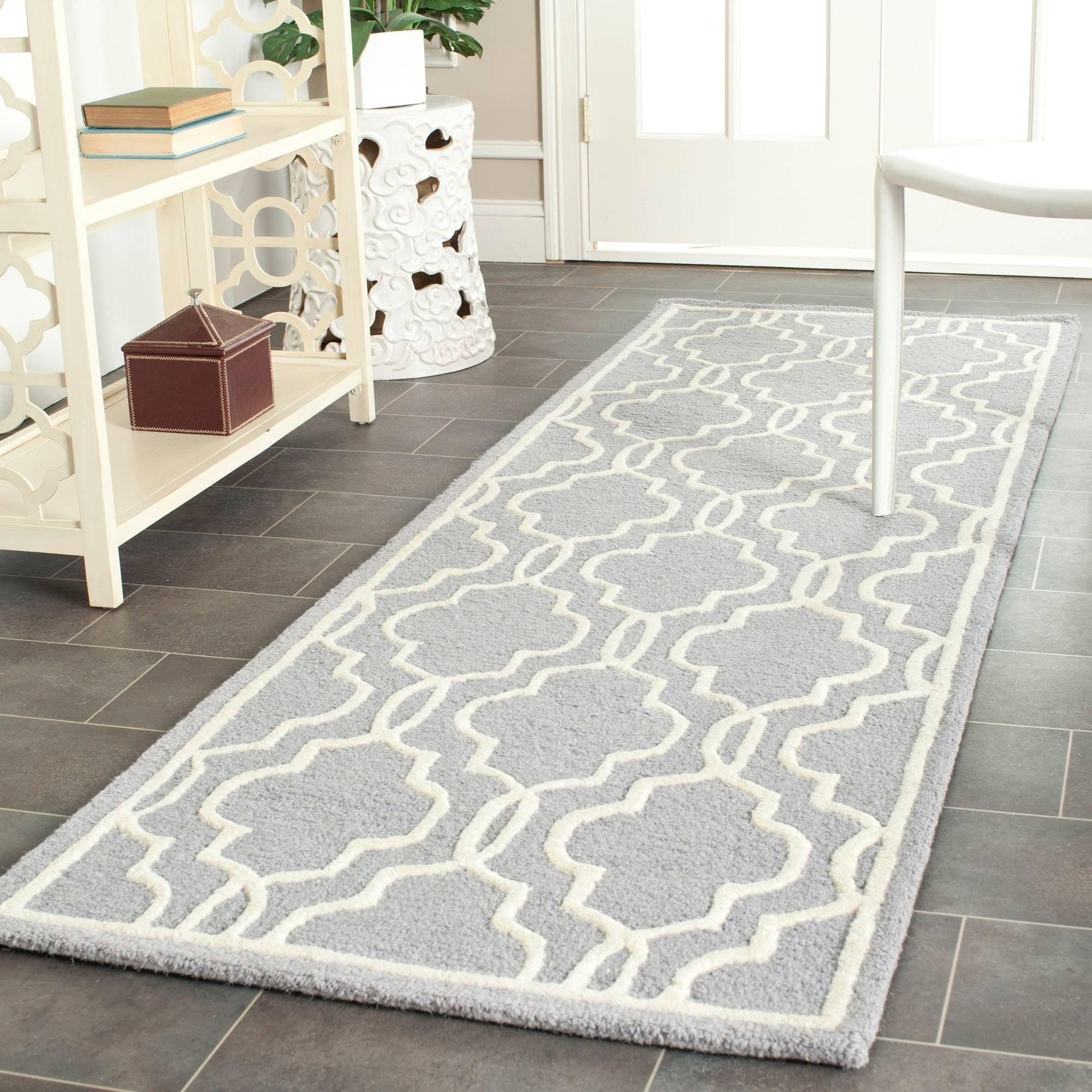 Cambridge CAM131 Tufted Indoor Runner Rug - Silver/Ivory - 2'6"x16' - Safavieh