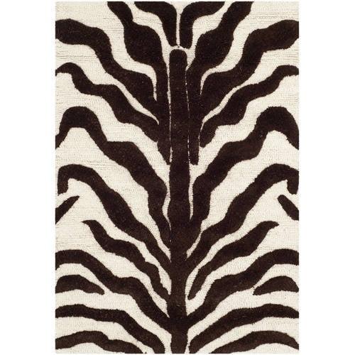 SAFAVIEH Cambridge Leah Animal Stripes Wool Area Rug, Ivory/Brown, 3' x 5'