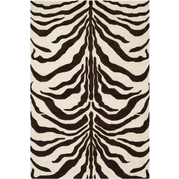 SAFAVIEH Cambridge Leah Animal Stripes Wool Area Rug, Ivory/Brown, 5' x 8'