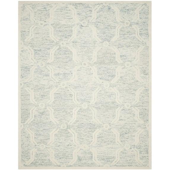 SAFAVIEH Cambridge Leland Faded Geometric Wool Area Rug, Light Blue/Ivory, 8' x 10'