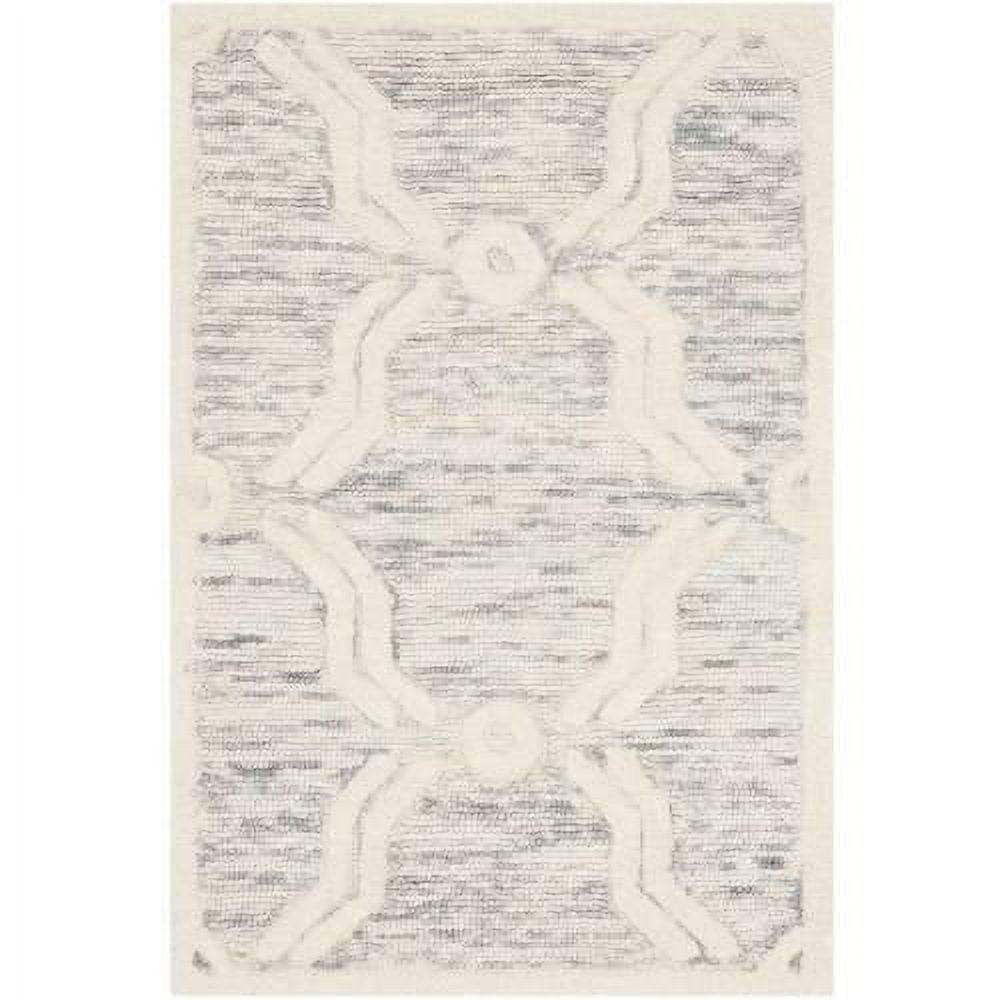 Handmade Light Grey Ivory Wool 8' x 10' Tufted Area Rug