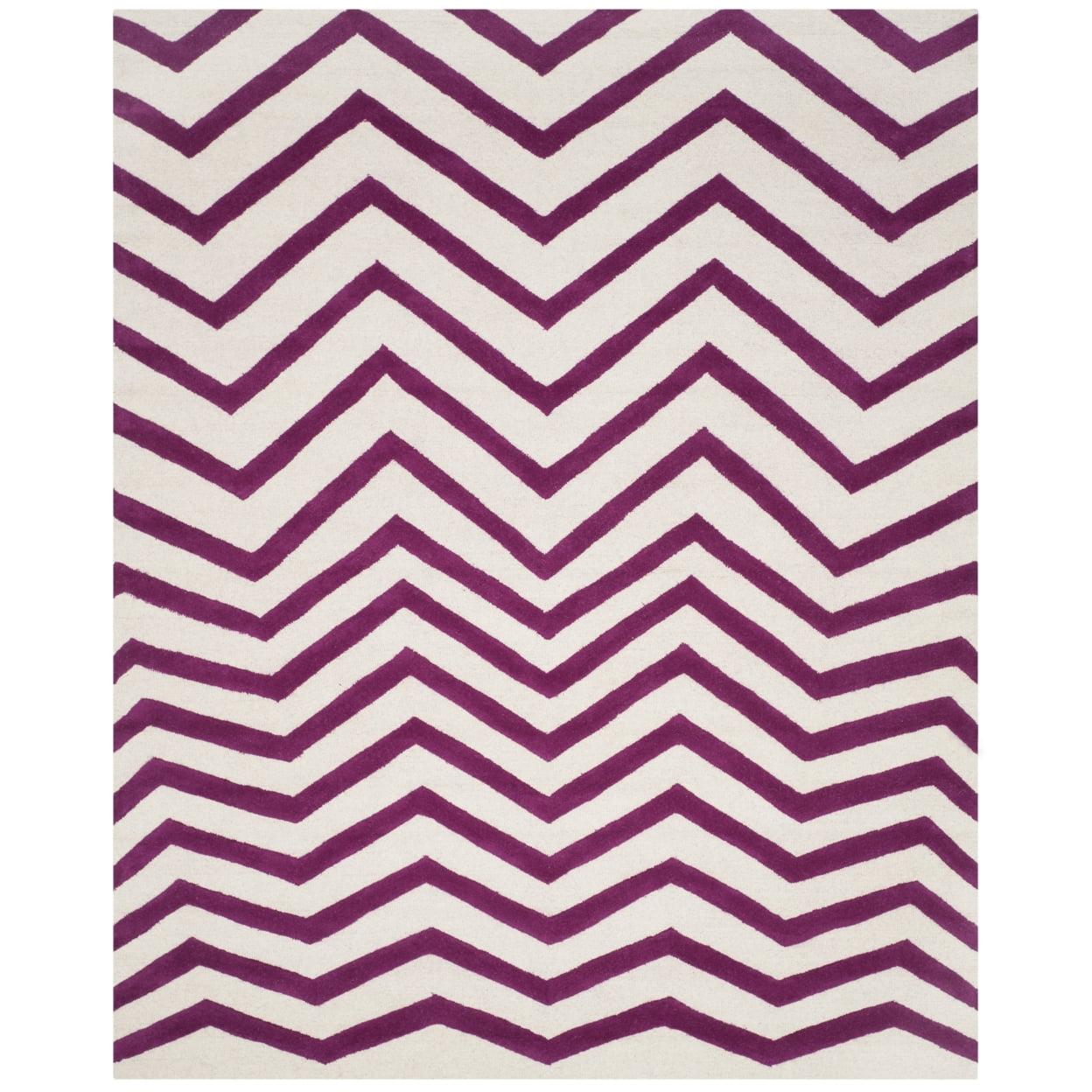 SAFAVIEH Cambridge Leon Geometric Wool Area Rug, Ivory/Fuchsia, 2' x 3'