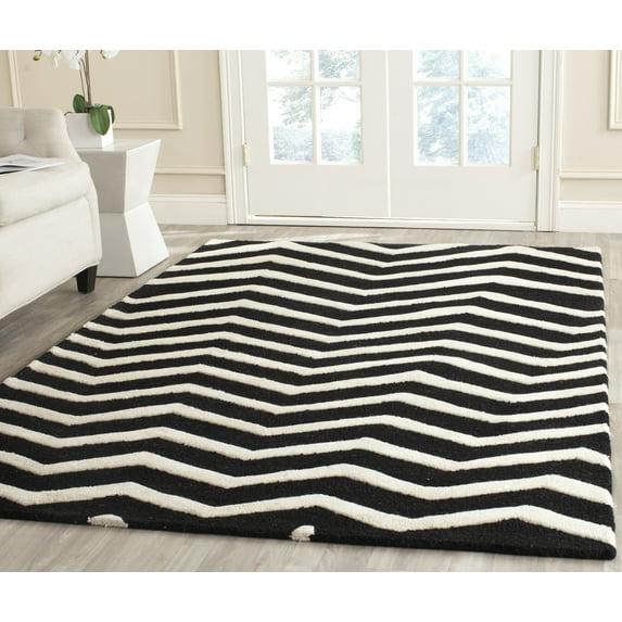 Cambridge CAM714 Tufted Indoor Area Rug - Black/Ivory - 6'x6' - Safavieh