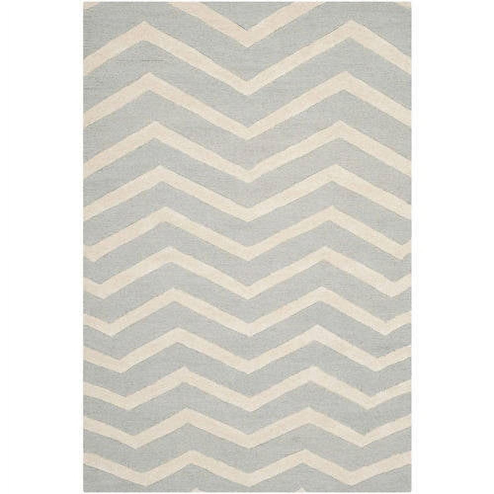 Hand-Tufted Grey/Ivory Wool 6' Square Area Rug