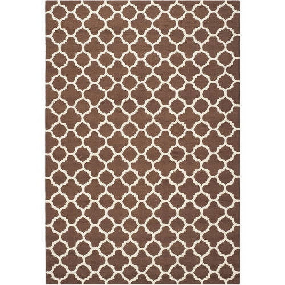 SAFAVIEH Cambridge Leonard Geometric Wool Area Rug, Dark Brown/Ivory, 6' x 9'