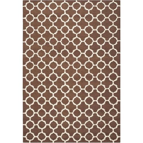 SAFAVIEH Cambridge Leonard Geometric Wool Area Rug, Dark Brown/Ivory, 6' x 9'