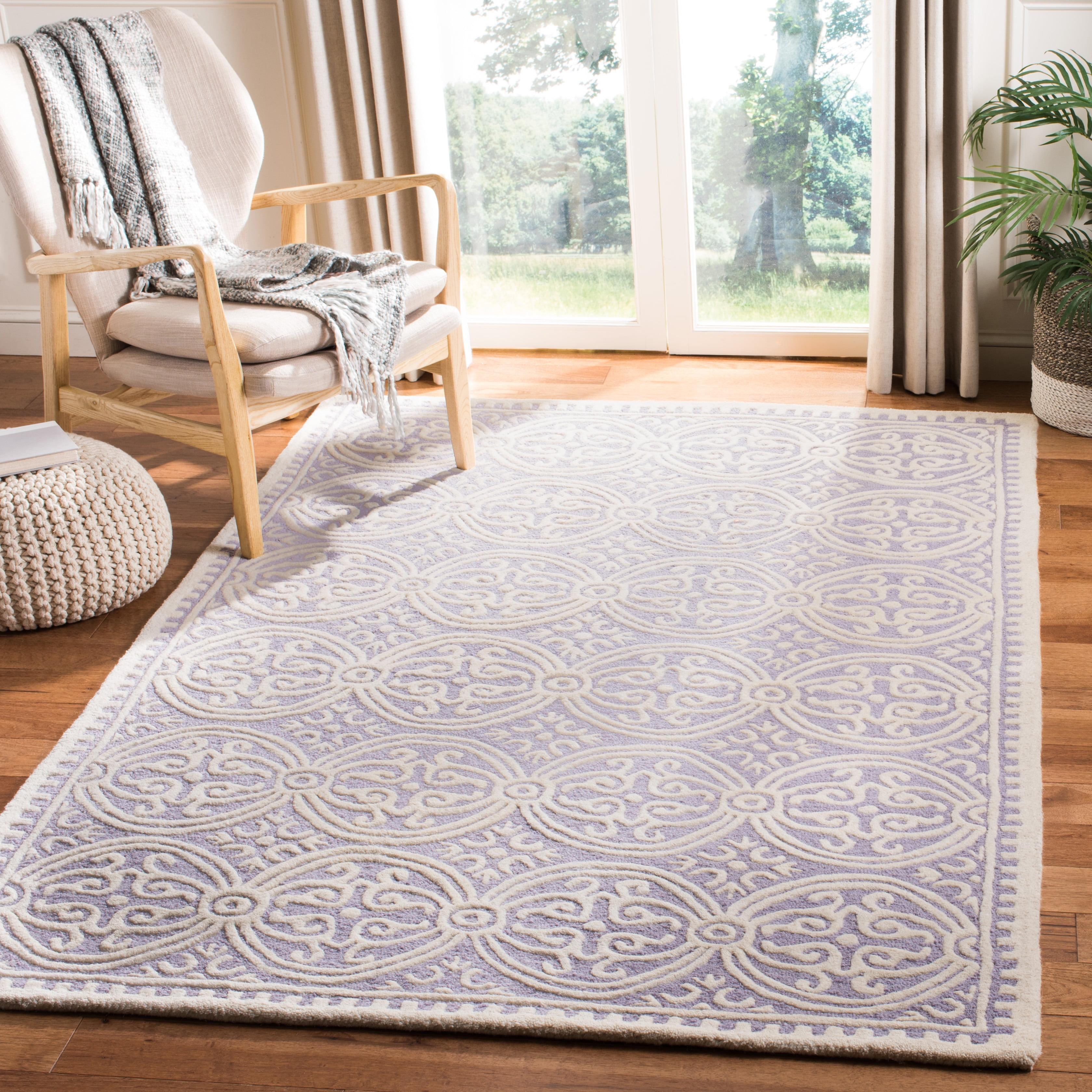 Lavender & Ivory Hand-Tufted Wool 5' x 8' Reversible Area Rug