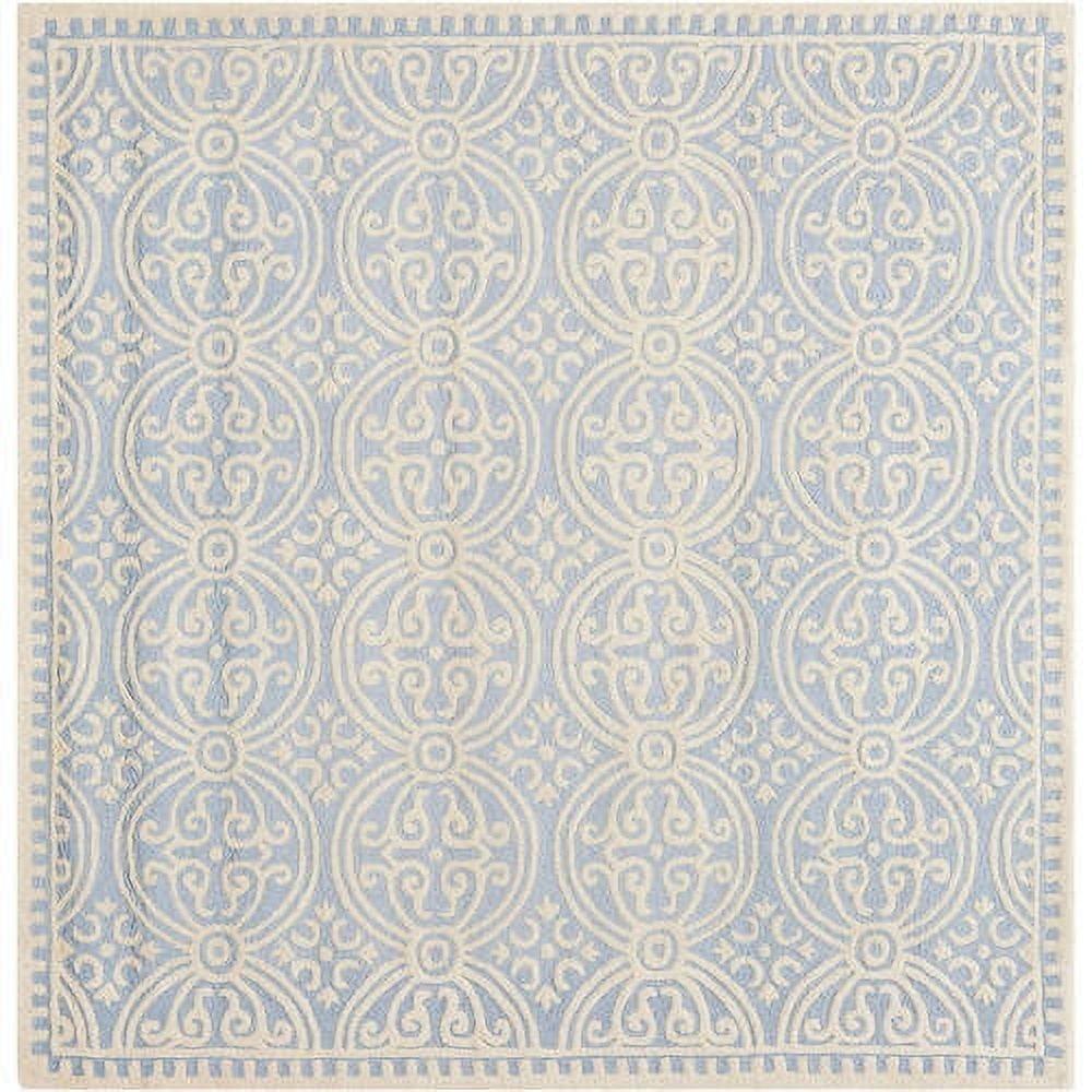 SAFAVIEH Cambridge Leslie Geometric Wool Area Rug, Light Blue/Ivory, 12' x 18'