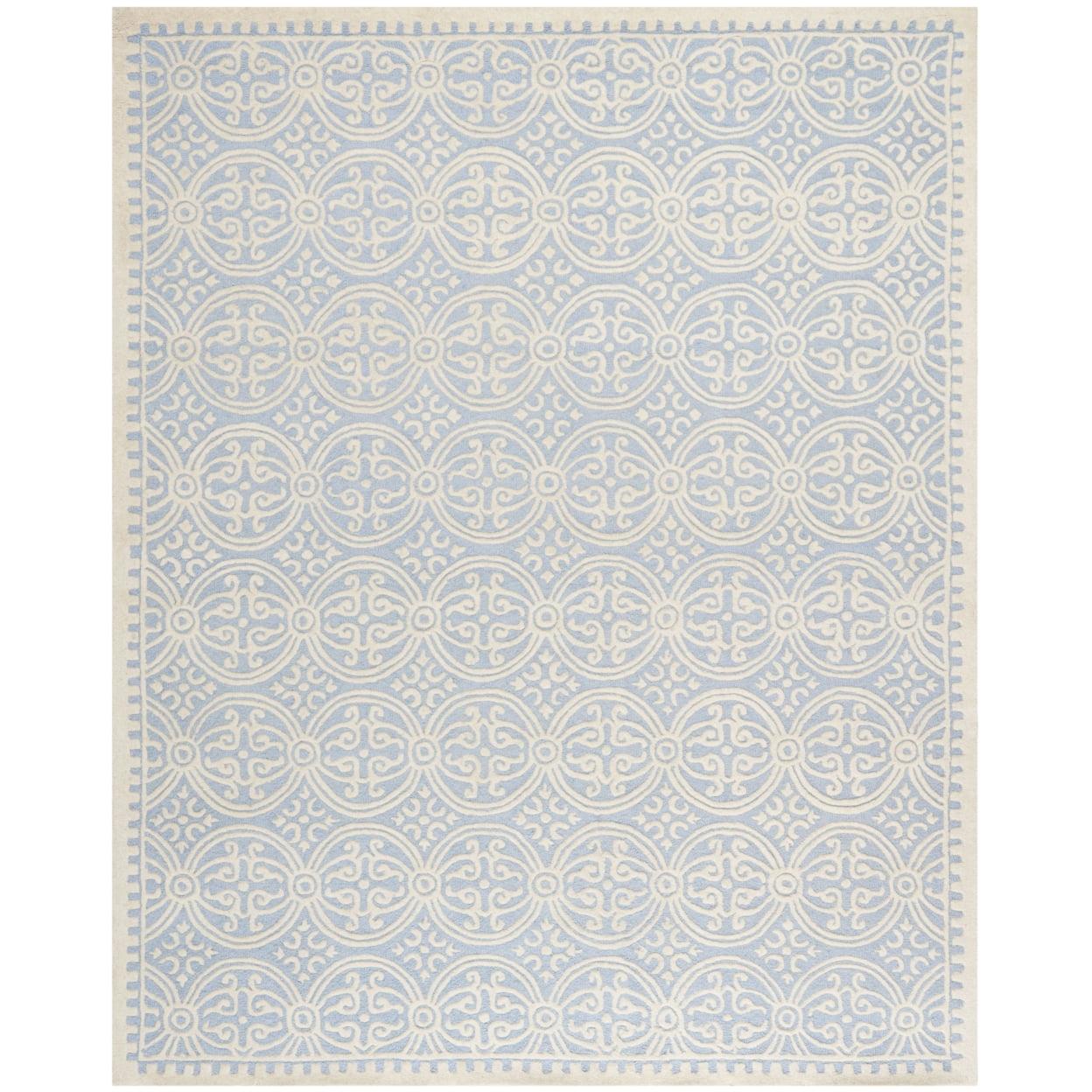 SAFAVIEH Cambridge Leslie Geometric Wool Area Rug, Light Blue/Ivory, 2'6" x 4'