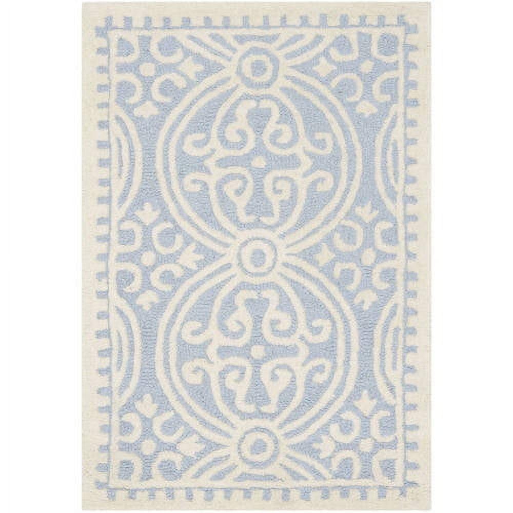 SAFAVIEH Cambridge Leslie Geometric Wool Area Rug, Light Blue/Ivory, 2' x 3'