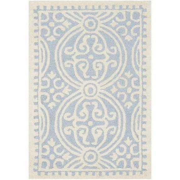 SAFAVIEH Cambridge Leslie Geometric Wool Area Rug, Light Blue/Ivory, 2' x 3'