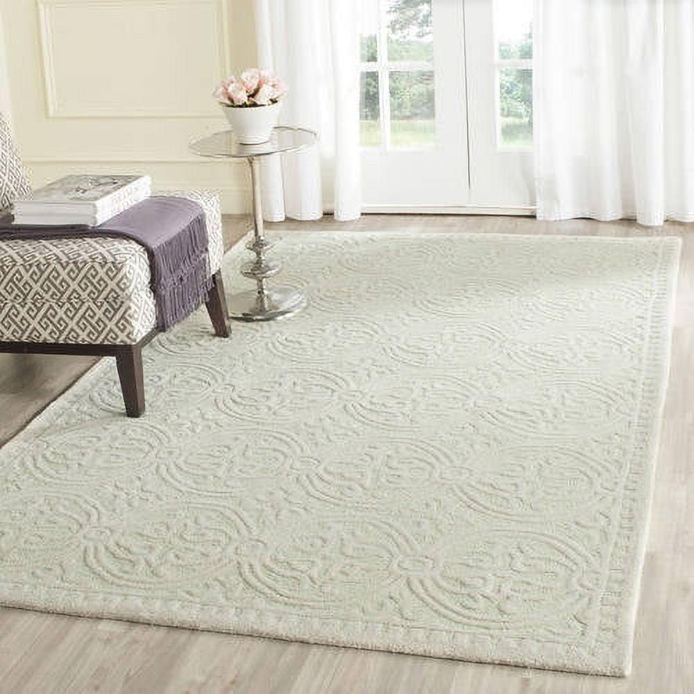 SAFAVIEH Cambridge Leslie Geometric Wool Area Rug, Light Green/Ivory, 5' x 8'