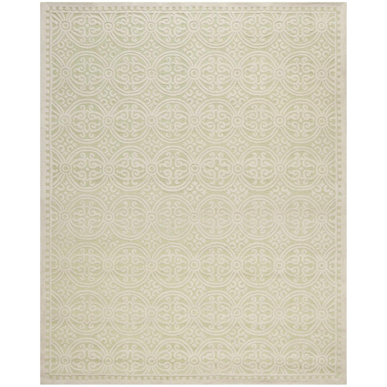 SAFAVIEH Cambridge Leslie Geometric Wool Area Rug, Light Green/Ivory, 8' x 10'