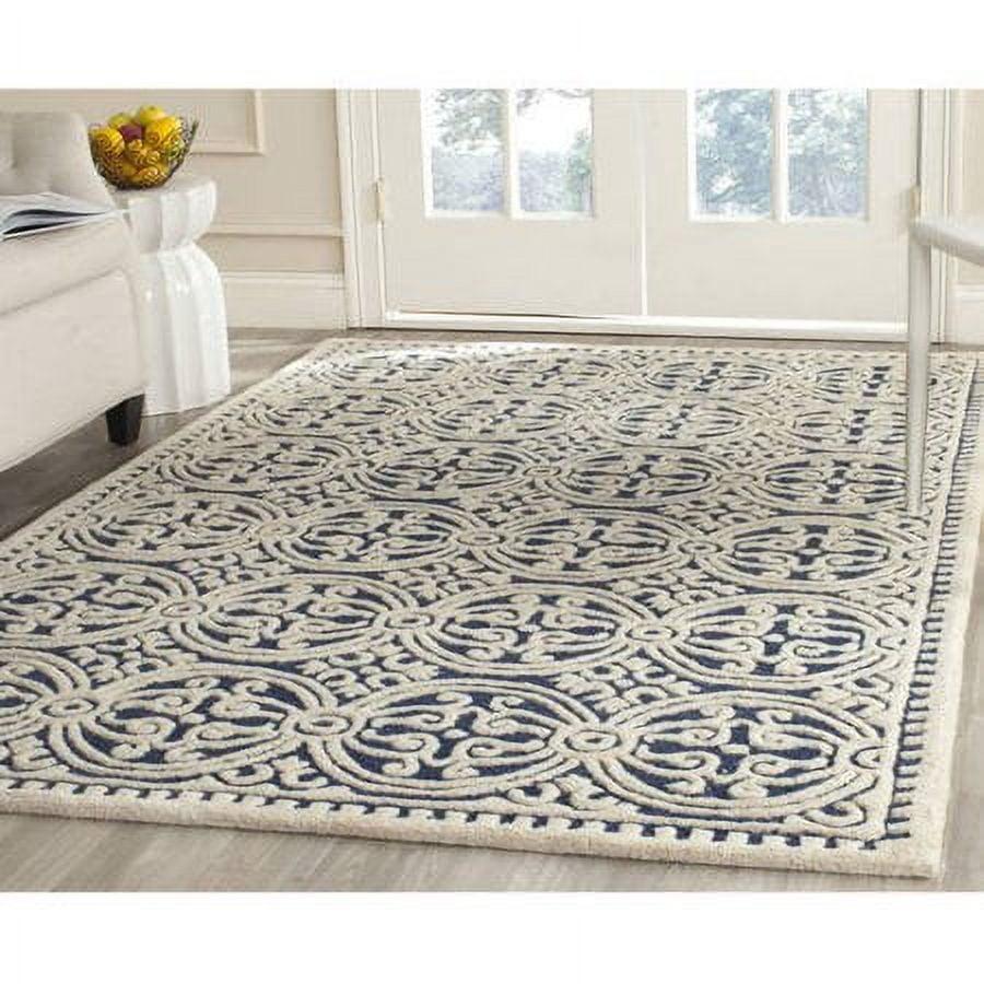 SAFAVIEH Cambridge Leslie Geometric Wool Area Rug, Navy Blue/Ivory, 10' x 10' Square